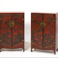 A pair of tianqi and qiangjin lacquer cabinets, First half 18th century