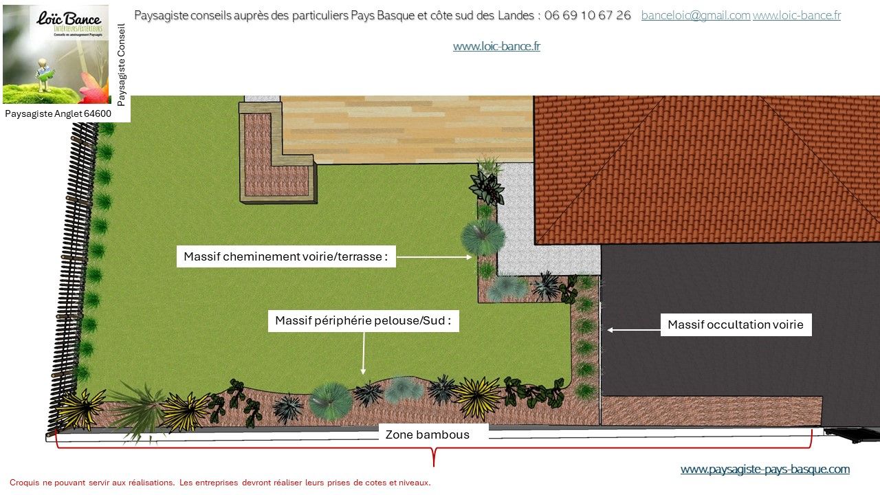 Paysagiste Anglet, Paysagiste conseils aux particuliers, nommer les massifs pour chiffrage poste par poste.