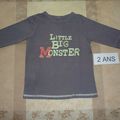Tshirt gris Little big monster, TAO, 4 euros