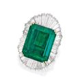 18 Karat Two-Color Gold, Emerald and Diamond Ring-Pendant 