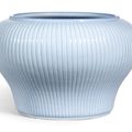 An extremely rare 'clair-de-lune' glazed 'hundred rib' jar, Qing dynasty, Kangxi period (1662-1722)