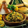 tajine de poulet, citron confit et olives