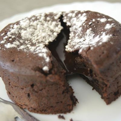 Mi-cuit au chocolat noir, coeur coulant