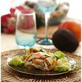 Roulé mangue, avocat fromage frais et truite fumée.....