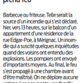 Incendie sur un balcon