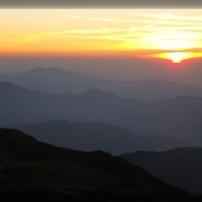 Couché de soleil depuis le toit du monde