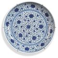 A chinese blue and white Ming style saucer dish. 18th century 
