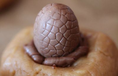 Biscuits nids de pâque au Marzipan et Nutella.