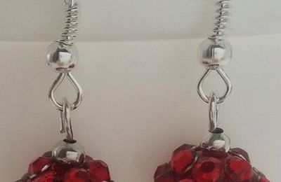 Boucles d'oreilles Shamballa Rouge