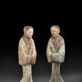 A pair of painted pottery figures of attendants, Han Dynasty (206 BC-AD 220)