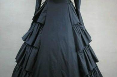 Black Long Sleeve Winter Victorian Gothic Wedding Dress