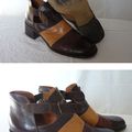 Boots en cuirs tricolore