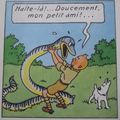 Tintin se bat à mains nues avec les serpents