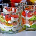 Verrine avocat "Petit Plaisir", saumon fumé et tomate