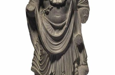 A gray schist figure of a Bodhisattva, Gandhara, 2nd-3rd century