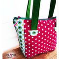 SAc / Besace "AmigO" Enfant original - couleurs pétillantes Fushia étoile / pois psyché vert