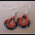 Boucles d'oreilles Holler for hoops "en rouge et noire"