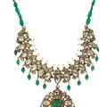 A diamond and carved emerald enamelled necklace, India, 19th-20th century