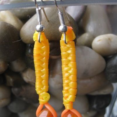 Boucles d’oreilles orange maille en 8