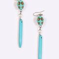 Boucles d'oreilles pendants tête de mort pierre turquoise