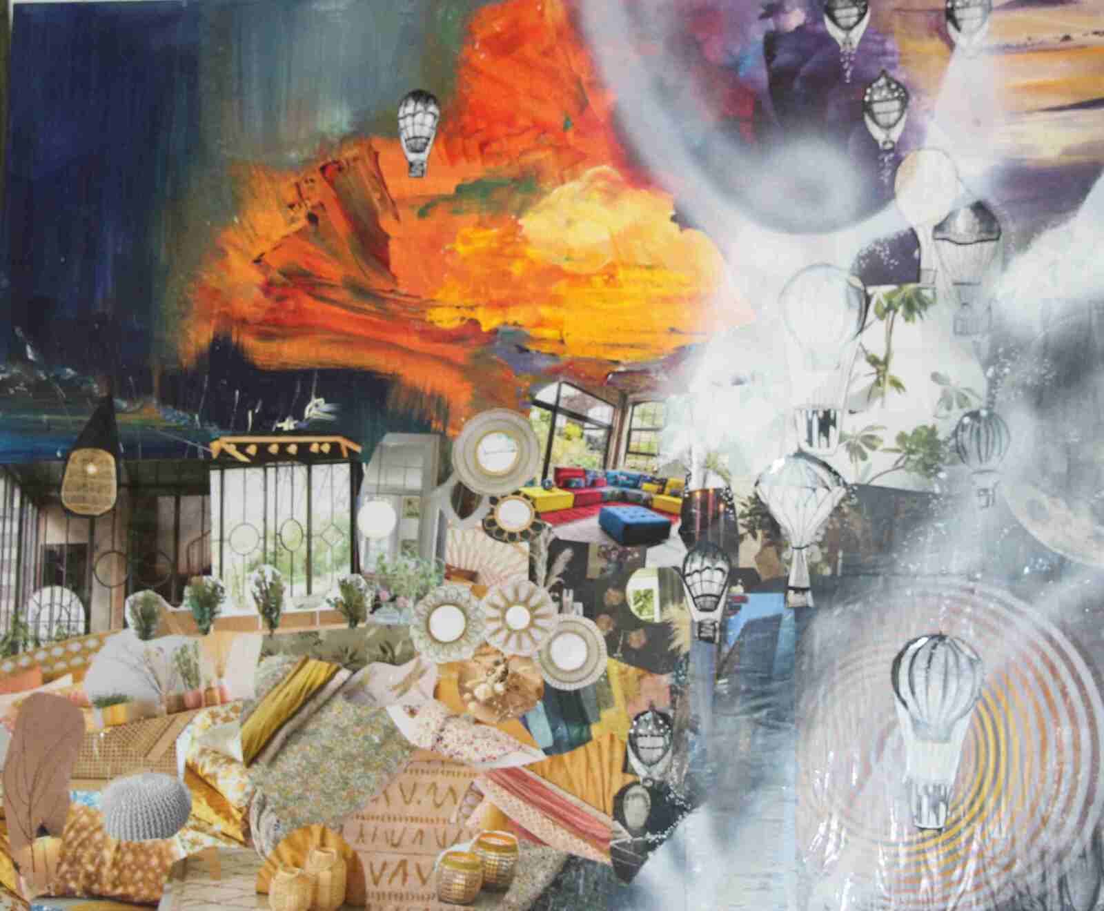 Evasion- acryl et collage 2019- 60X73cm- (n° 140);