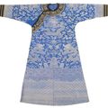A fine blue dragon robe with black horseshoe shape cuffs, China, Guangxu period