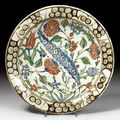 Iznik ceramic platter, Turkey, circa 1575.