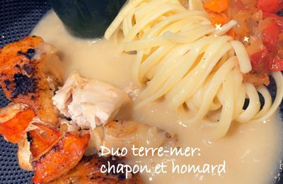 Duo terre-mer : chapon et homard