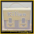 Cartable "Kilian" gris/jaune