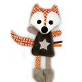 Doudou renard blanc orange marron