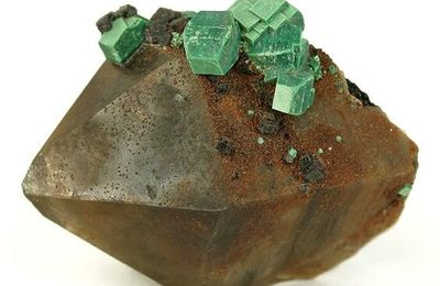 Metazeunerite on Smoky Quartz, Namibia