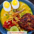 Soto ayam medan: soupe indonésienne au lait de coco, nouilles et poulet