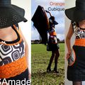 Printemps 2013 ! La tendance Mode dans une Robe Originale d'inspiration Sixties aux allures Géométriques Noire, Blanche & Orange