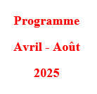 Programme des activités CNCE, 2 ème trimestre 2025