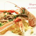 Langoustines poêlées, jus mousseux au lard fumé