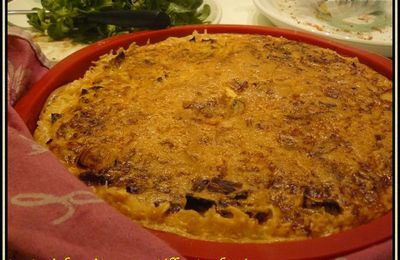 "tarte" de riz aux poireaux et lardons