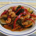 Tajine de poulet aux gambas et légumes 