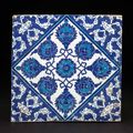 Blue and white Iznik tile, Turkey, First half of the 16th century.