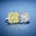 An important 18.37 carats diamond ring, by Sabbadini & An impressive 34.56 carats fancy intense yellow diamond ring