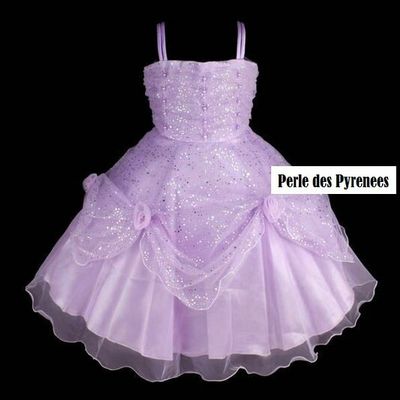 -50% Destockage! Robe fillette "Aubépine lilas" paillettes 6/ 7 ans (ref rf-aubepine-li)