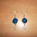 Boucles d'oreilles agate bleue-flocons de neige