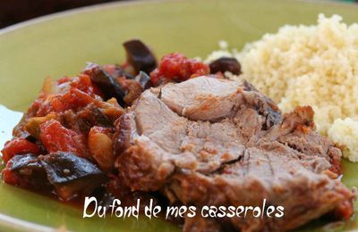 Gigot d'agneau et aubergines confites