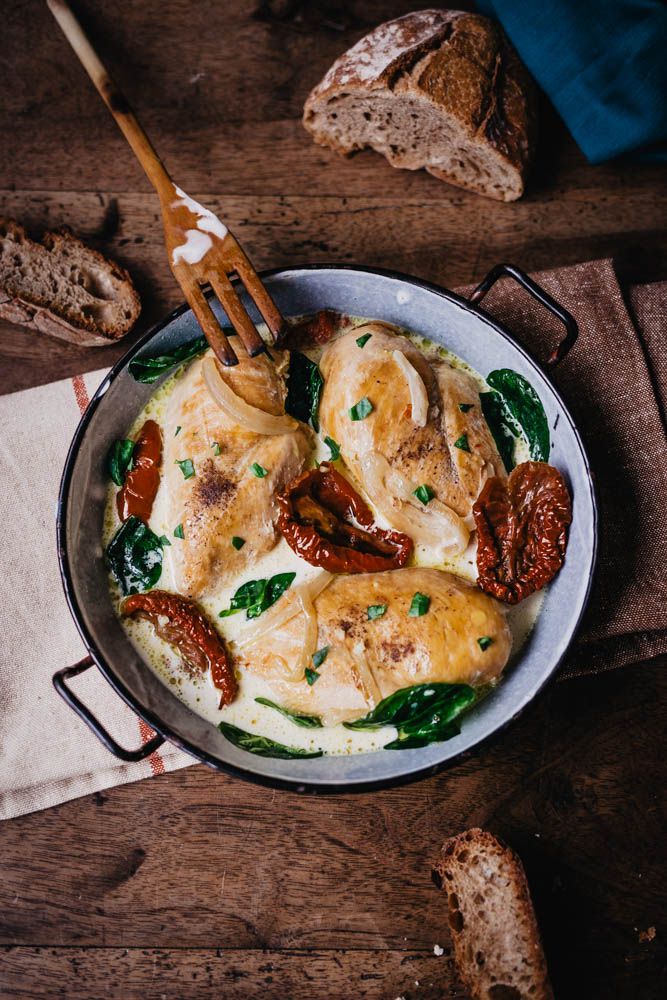 marrye me chicken, poulet, recette de saint valentin, facile, creme fraiche, tomates séchées, basilic