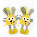 Doudou lapin attache tétine jaune gris