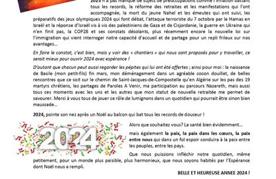 Lettre Paroles A Venir janvier 2024