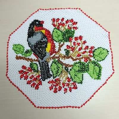 Napperon Rouge Gorge en perles