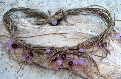 Collier "Graminées" violet-mauve