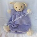 Doudou Peluche Chien Blanc Mauve Violet Nounours