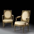 Paire de fauteuils à châssis d'époque Louis XVI