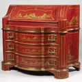 bois laqué rouge, chinoiserie, Scriban, Travail du Nord, XIXe siècle